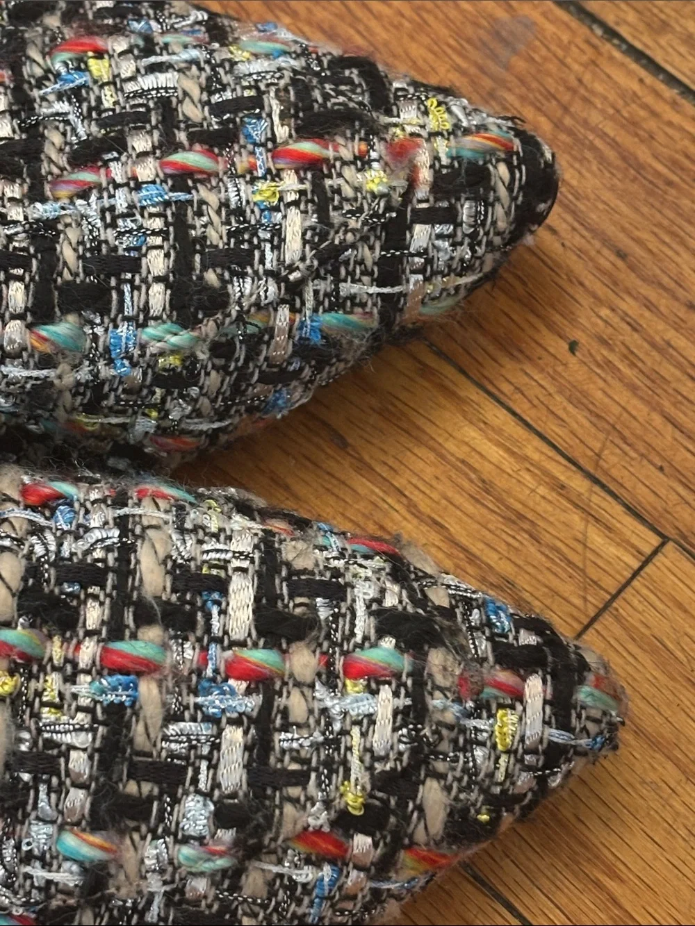 Rockport Multicolor Tweed Pointed Loafers with Black Patent Strap